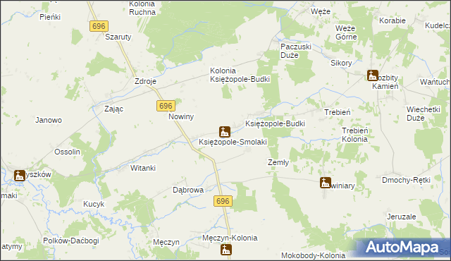 mapa Księżopole-Jałmużny, Księżopole-Jałmużny na mapie Targeo