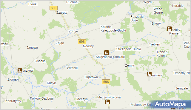 mapa Księżopole-Smolaki, Księżopole-Smolaki na mapie Targeo