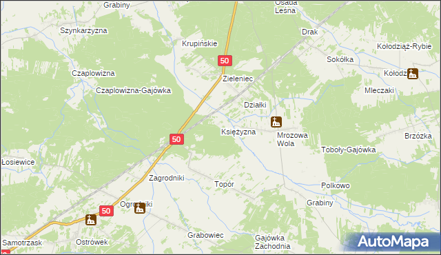 mapa Księżyzna gmina Stoczek, Księżyzna gmina Stoczek na mapie Targeo