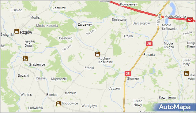 mapa Kuchary Kościelne, Kuchary Kościelne na mapie Targeo