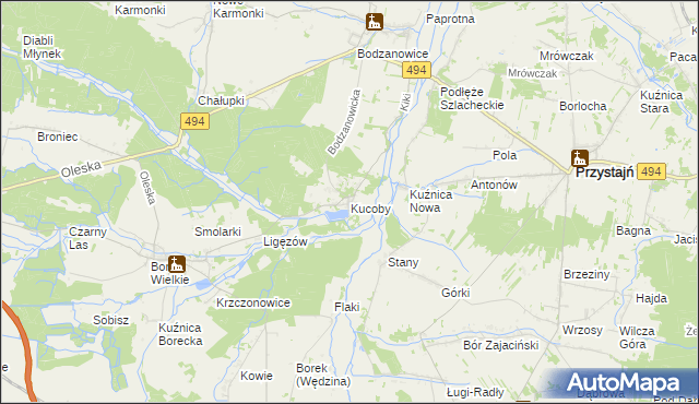 mapa Kucoby, Kucoby na mapie Targeo