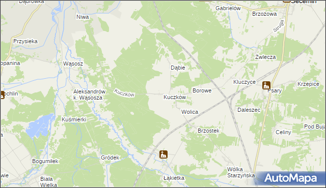 mapa Kuczków gmina Secemin, Kuczków gmina Secemin na mapie Targeo