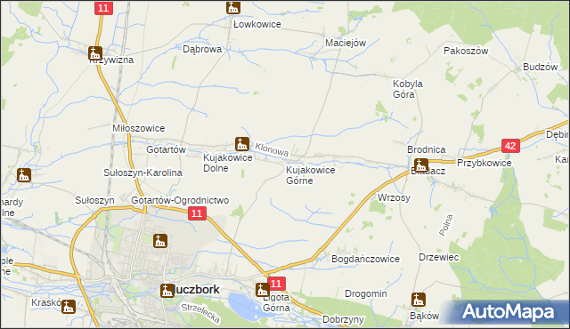 mapa Kujakowice Górne, Kujakowice Górne na mapie Targeo