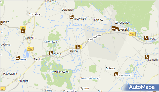 mapa Kujawy gmina Strzeleczki, Kujawy gmina Strzeleczki na mapie Targeo