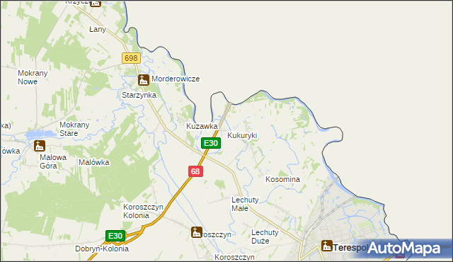 mapa Kukuryki, Kukuryki na mapie Targeo