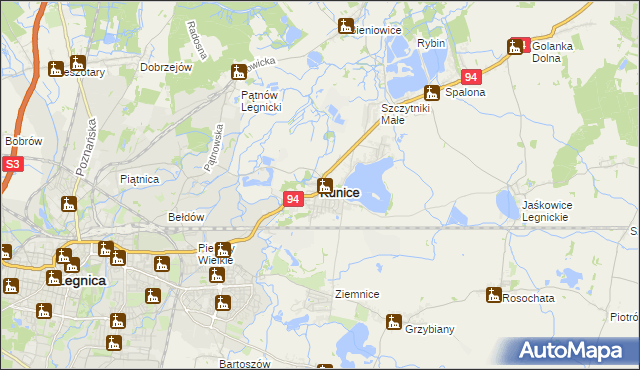 mapa Kunice powiat legnicki, Kunice powiat legnicki na mapie Targeo