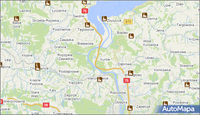 mapa Kurów gmina Chełmiec, Kurów gmina Chełmiec na mapie Targeo