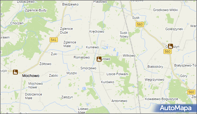 mapa Kurowo gmina Gozdowo, Kurowo gmina Gozdowo na mapie Targeo
