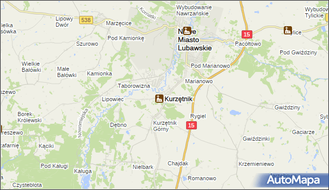 mapa Kurzętnik, Kurzętnik na mapie Targeo