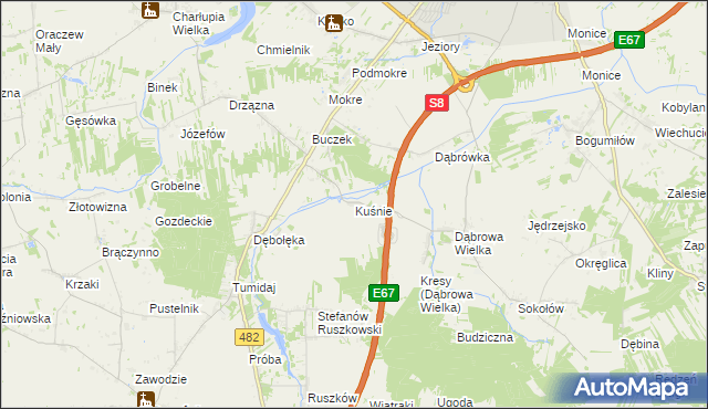 mapa Kuśnie, Kuśnie na mapie Targeo