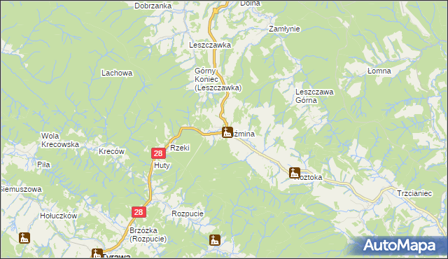 mapa Kuźmina, Kuźmina na mapie Targeo