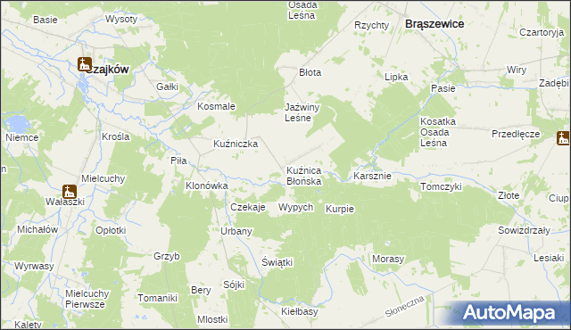 mapa Kuźnica Błońska, Kuźnica Błońska na mapie Targeo