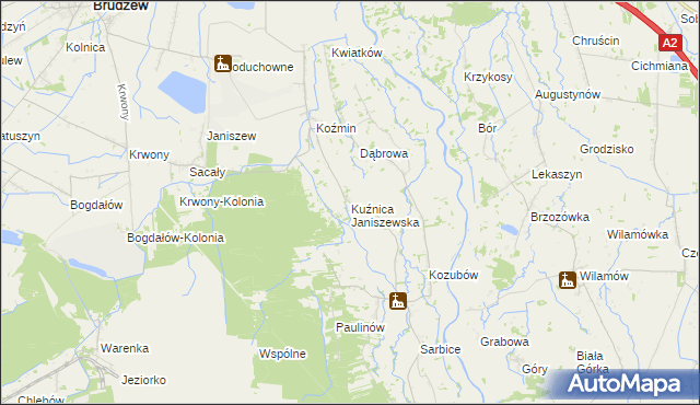 mapa Kuźnica Janiszewska, Kuźnica Janiszewska na mapie Targeo