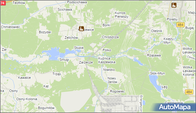 mapa Kuźnica Kaszewska, Kuźnica Kaszewska na mapie Targeo