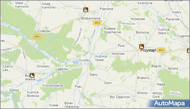 mapa Kuźnica Nowa, Kuźnica Nowa na mapie Targeo