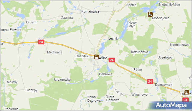 mapa Kwilcz, Kwilcz na mapie Targeo