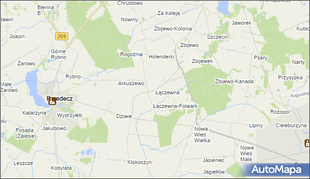 mapa Łączewna gmina Przedecz, Łączewna gmina Przedecz na mapie Targeo