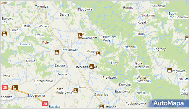 mapa Łączki Jagiellońskie, Łączki Jagiellońskie na mapie Targeo