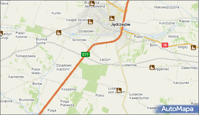 mapa Łączyn, Łączyn na mapie Targeo