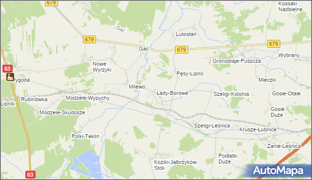 mapa Łady-Borowe, Łady-Borowe na mapie Targeo