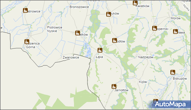 mapa Łąka gmina Otmuchów, Łąka gmina Otmuchów na mapie Targeo