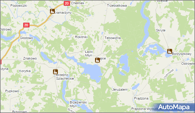 mapa Łąkie gmina Lipnica, Łąkie gmina Lipnica na mapie Targeo