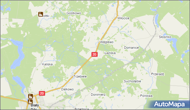 mapa Łąkoć gmina Miastko, Łąkoć gmina Miastko na mapie Targeo