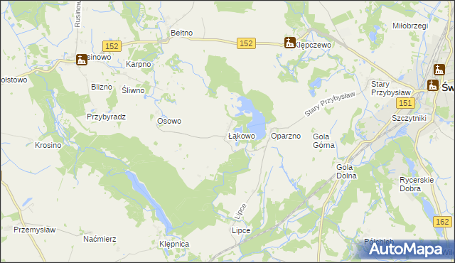 mapa Łąkowo, Łąkowo na mapie Targeo