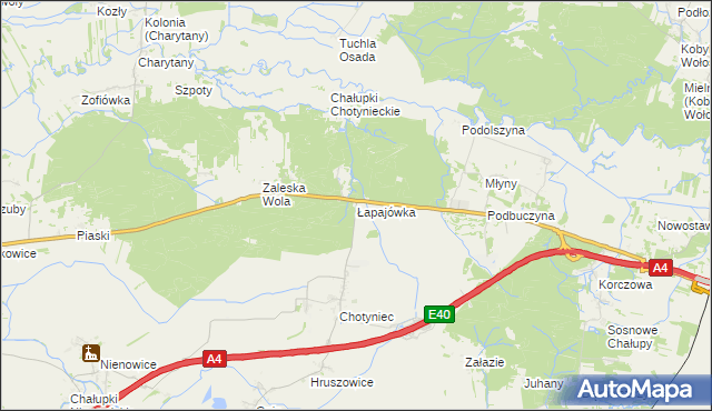 mapa Łapajówka gmina Radymno, Łapajówka gmina Radymno na mapie Targeo