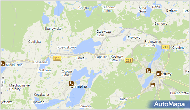 mapa Łapalice, Łapalice na mapie Targeo