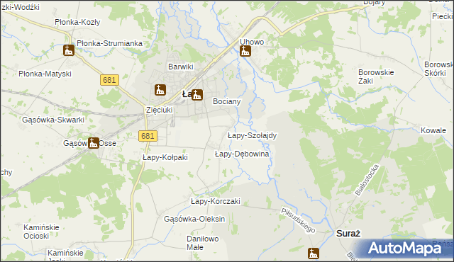 mapa Łapy-Szołajdy, Łapy-Szołajdy na mapie Targeo