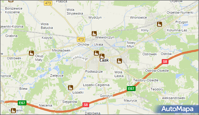 mapa Łask, Łask na mapie Targeo