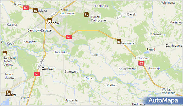 mapa Laski gmina Łochów, Laski gmina Łochów na mapie Targeo