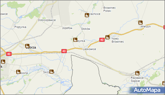 mapa Laskowice gmina Lubrza, Laskowice gmina Lubrza na mapie Targeo