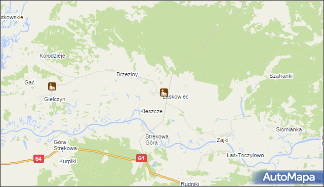 mapa Laskowiec gmina Trzcianne, Laskowiec gmina Trzcianne na mapie Targeo