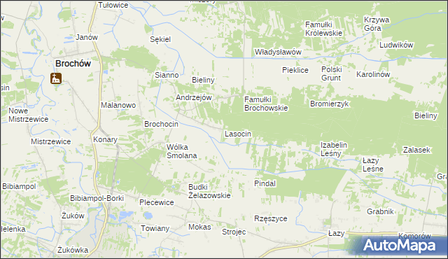 mapa Lasocin gmina Brochów, Lasocin gmina Brochów na mapie Targeo