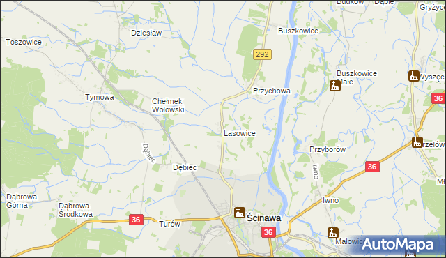 mapa Lasowice gmina Ścinawa, Lasowice gmina Ścinawa na mapie Targeo