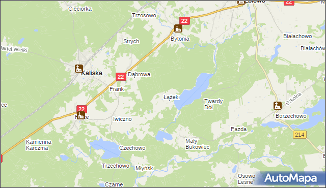 mapa Łążek gmina Kaliska, Łążek gmina Kaliska na mapie Targeo