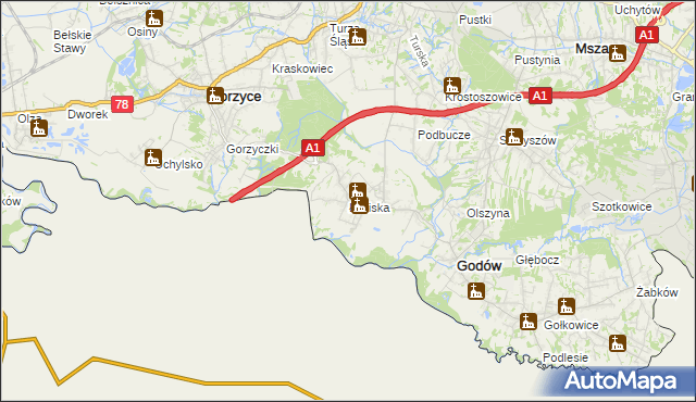 mapa Łaziska gmina Godów, Łaziska gmina Godów na mapie Targeo