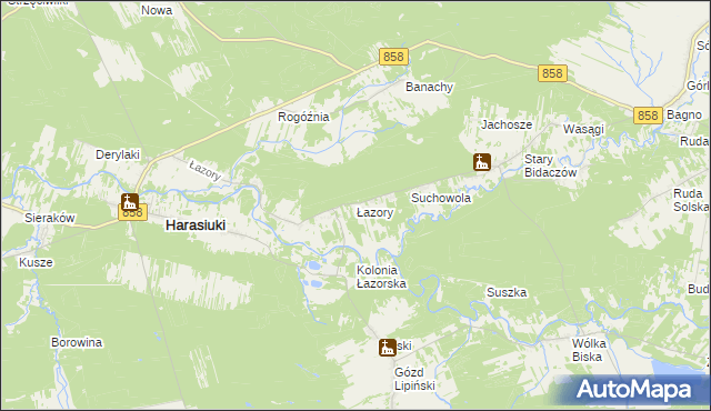 mapa Łazory, Łazory na mapie Targeo