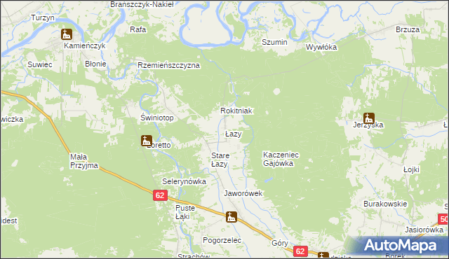 mapa Łazy gmina Łochów, Łazy gmina Łochów na mapie Targeo