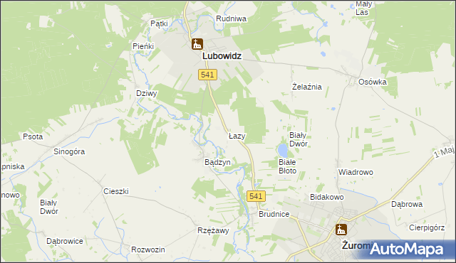 mapa Łazy gmina Lubowidz, Łazy gmina Lubowidz na mapie Targeo