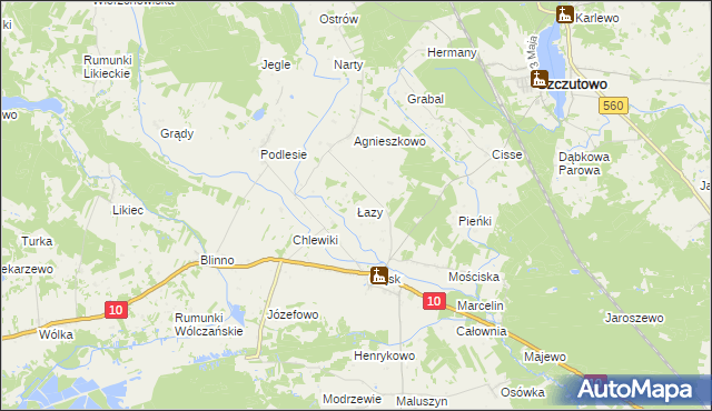 mapa Łazy gmina Szczutowo, Łazy gmina Szczutowo na mapie Targeo