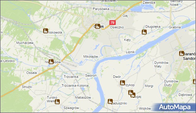 mapa Łęg gmina Osiek, Łęg gmina Osiek na mapie Targeo