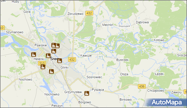 mapa Łęg gmina Śrem, Łęg gmina Śrem na mapie Targeo