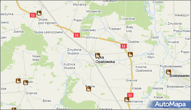 mapa Łęka Opatowska, Łęka Opatowska na mapie Targeo