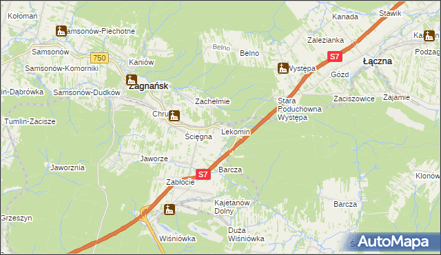 mapa Lekomin, Lekomin na mapie Targeo