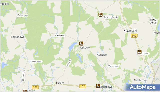 mapa Lekowo gmina Świdwin, Lekowo gmina Świdwin na mapie Targeo