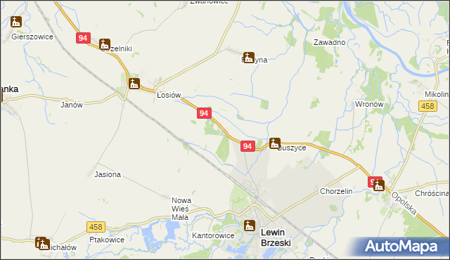 mapa Leśniczówka gmina Lewin Brzeski, Leśniczówka gmina Lewin Brzeski na mapie Targeo