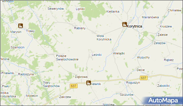 mapa Leśniki gmina Korytnica, Leśniki gmina Korytnica na mapie Targeo